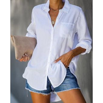 Camisa informal suelta con botones para Blanco Colombia - GE063FA03LYNRLCO
