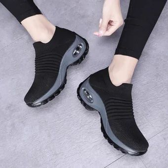 Zapatillas de mujer mecedoras para caminar Negro 