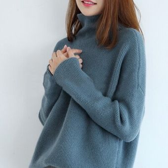 #azul Gran oferta suéteres mujeres 100% en lana y cachemir de sudaderas estilo suelto 