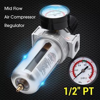 Combo de regulador y filtro de compresor de aire de flujo medio de 12 con manómetro  drenaje manual 