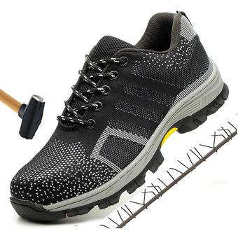 Zapatos de seguridad con punta de acero transpirables para hombre y mujer botas de trabajo antideslizantes de acero a prueba de perforaciones 