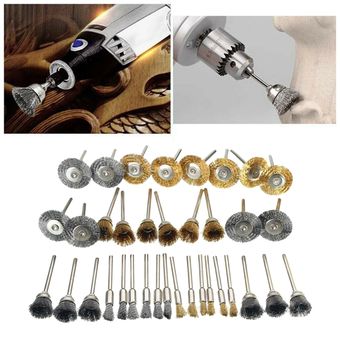 36 piezas de acero inoxidable ruedas de alambre  cepillos para mini t 