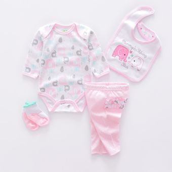 traje de 4 Uds. monos infantiles de manga larga Conjuntos de ropa de moda para bebé de algodón para ropa bonita niña recién nacida calcetines y sombrero, pantalones 