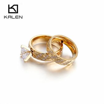 Señora, Anillo De Compromiso De Dedo De Oro Italiano Karen 