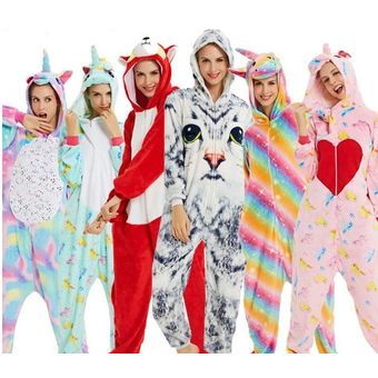 ropa de dormir Unisex disfraz de Halloween Pijamas de franela de unicornio para mujer pijama de una pieza para invierno-LA17 