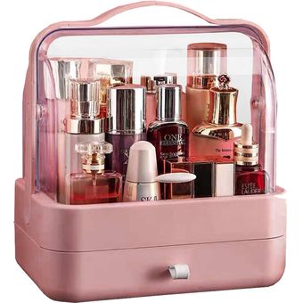 Organizador de maquillaje transparente, cajón sin polvo, caja de  almacenamiento de acrílico para cuidado de la piel, pintalabios, Perfume,  para Baño