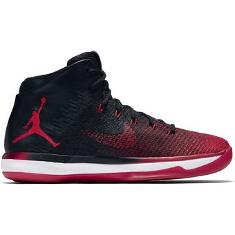 tenis jordan negro con rojo