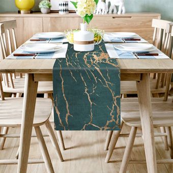 Caminos de mesa modernos con textura de grietas doradas y líneas de 