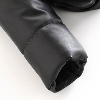 chaqueta grue Abrigo negro de piel sintética con capucha para mujer 