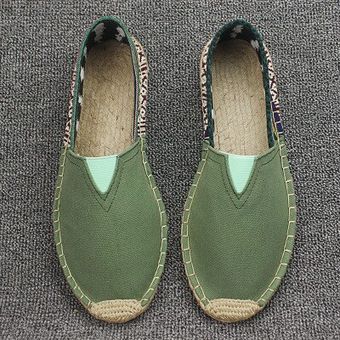 De talla grande 35-45 mujeres de lino zapatos Slip on mocasines zapa 
