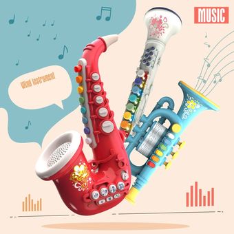 trompeta Mini saxofón clarinete juguete de iluminación Musical para bebé regalo de cumpleaños instrumento Musical educativo temprano 
