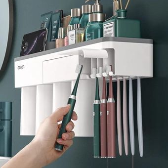 caja organizadora de pared con adhesivo para baño de drenaje porta cepillo  de dientes baño accesorios