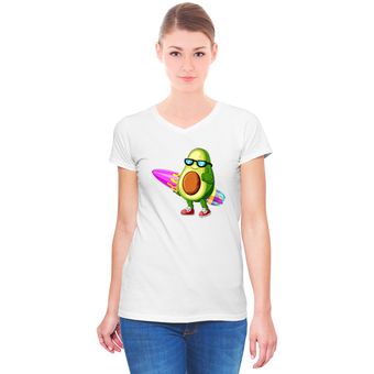 Camiseta mujer Aguacate Surf poli ster mc blanco estampado by