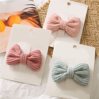 accesorios para el cabello pasadores coreanos para el pelo Clip BB anudado rosa y azul Horquillas con lazo de Color caramelo para niña 