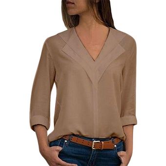 camisa beige mujer