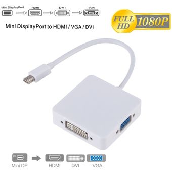 1080P 3 en 1 Mini DP DisplayPort a HDMI compatible con VGA DVI adapt 