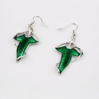 1 pares elegantes mujeres hoja verde elven cuelga colgante oreja pendientes 
