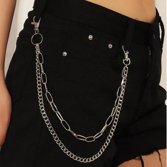 Cadena de cintura sencilla para mujer pantalones con cadenas llave 