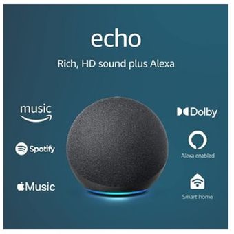 Echo 4Ta Grande Alexa Parlante Inteligente Negro
