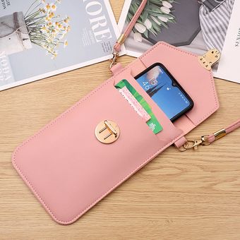 para Iphone #dark pink bolso de hombro con correa de cuero para Smartphone Cartera con pantalla táctil para teléfono móvil 