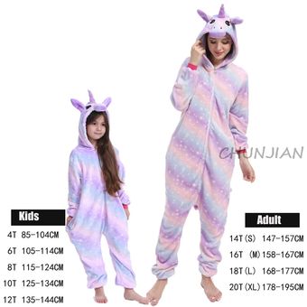 Caliente caluroso de franela de invierno de las mujeres estrella arcoíris unicornio Pijama ropa de dormir en general para los hombres traje adulto de la familia Pijama unicornio-LA33 