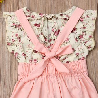 Niños recién nacidos Baby Girls Flowers Tank Top Suspender 