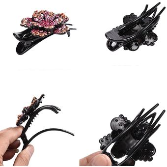 accesorios para el cabello para mujer horquillas para el pelo con diamantes de imitación horquilla brillante coleta Pinzas para el pelo con diseño de flores molanas para mujer 