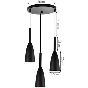 Lámpara de Techo Colgante Moderno Madera 3 Luces E27 Negro 