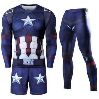 primavera y otoño, #12 ropa deportiva para gimnasio Chándal de superhéroe con estampado 3D para hombre traje de corredor conjunto de 3PC para correr 