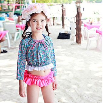 Baby Girls Kid Swimwear Bikini Faldas Tankini Patrón Floral Swimsuits 