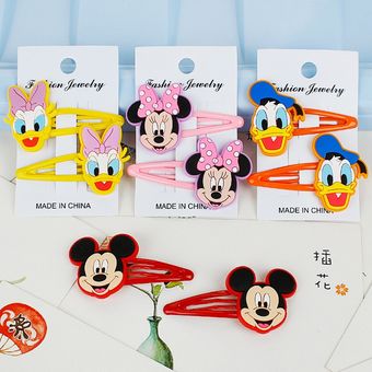 Disney Mickey Minnie accesorios para el cabello horquilla bb clip de punto de dibujos animados Lado de color horquilla chica niño clip tocado regalos de cumpleaños 
