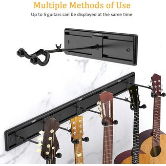Pack 4 Soporte Guitarra Pared Colgador Bajo Y Ukelele Color Negro