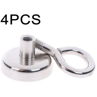 4pcs Ganchos magnéticos de gran alcance para trabajo pesado imán de neodimio de metal de plata 