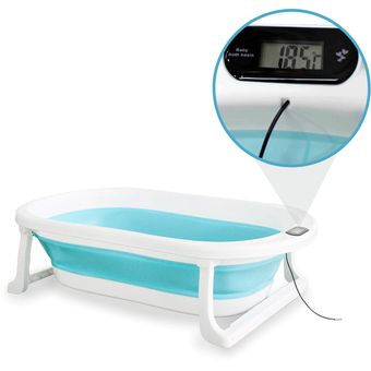 Bañera Plegable Bebé con Termómetro con Pantalla Digital y Base