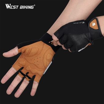 medio dedo #Half Finger para hombre y mujer para gimnasio y Fitness WEST BIKING-guantes antideslizantes de verano para ciclismo 