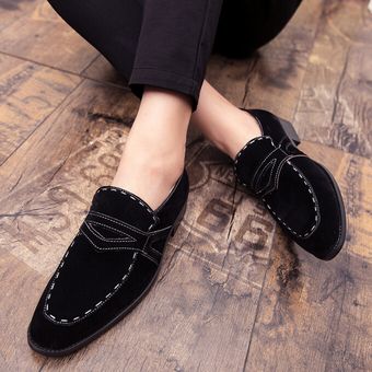 cuero de gamuza calzado vestido de fiesta mocasines de ocio Zapatos formales de lujo para hombre negro 