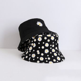 #4 Sombrero de pescador de margaritas de doble cara para mujer,protección contra sombreado,grandes aleros,arte,para exteriores 