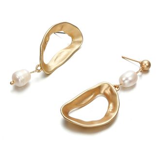 Oro Joyas De Moda Pendientes Asimétricos Perlas Pendientes 