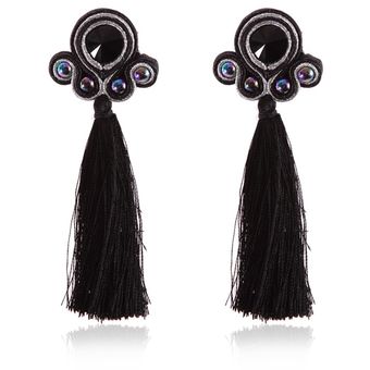Pendientes De Borlas Tejidas Con Joyas De Soutache Hechas A 