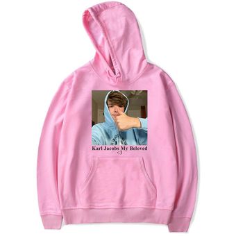 Unisex Karl Jacobs Estrella Viral Sudadera con Capucha Estampada-Rosa 