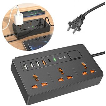 Extensión de 3 Salidas + 4 Puertos USB 1 Tipo C HOCO DC15 30W | Linio Perú  - HO218HL0VTMERLPE