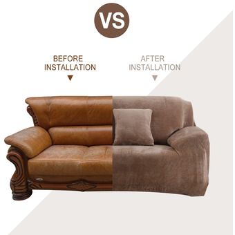 #Beige Fundas elásticas de felpa gruesa para sofá,cubierta de sofá por secciones Universal,todo incluido,para sala de estar,1234 asientos 