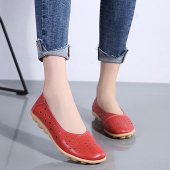 Dobeyping de cuero genuino de las mujeres pisos nuevos recortes zapa Dobeyping de cuero genuino de las mujeres pisos nuevos recortes zapa
