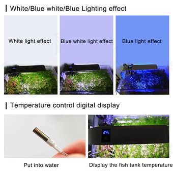 Luces LED para acuario súper delgadas tanque de peces luz de cultivo con clip 3w  5W  10W  15W lámparas de agua dulce acuáticas iluminación con enchufe europeo modelo X5  3 X5 negro azul blanco 