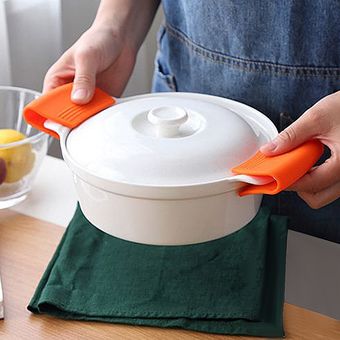 2 unidsset agarre de silicona olla titular manga olla guante Pan cubierta de la manija agarre herramientas de cocina 
