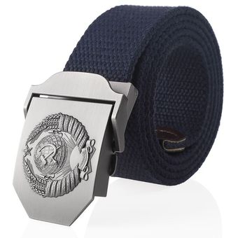 Bokadiao-Cinturón De Lona Para Hombre Y Mujer Con Emblema Nacional Soviético 3d Hebilla De Metal Cinturón Táctico Del Ejército Cccp Correa Militar 