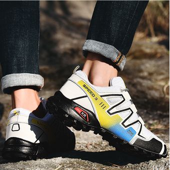 nuevas zapatillas de senderismo de moda para hombre en primavera-Gris y amarillo 