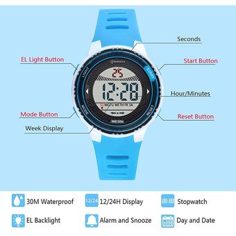 Reloj Digital Niña-Niño Impermeable Verde Mas Estuche Pimushop