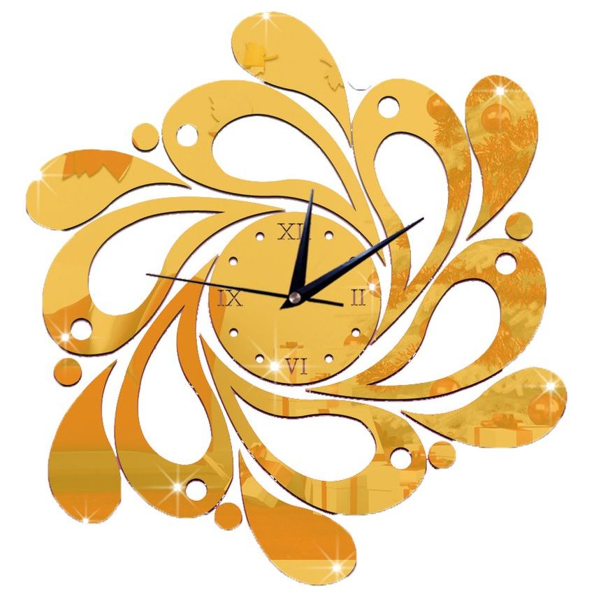 Gz066 flor de bricolaje espejo acrílico reloj de pared decoración de la pared de mudo reloj de pared