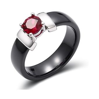 Anillo De Cerámica De Cristal De Gran Quilate Femenino Rosa 